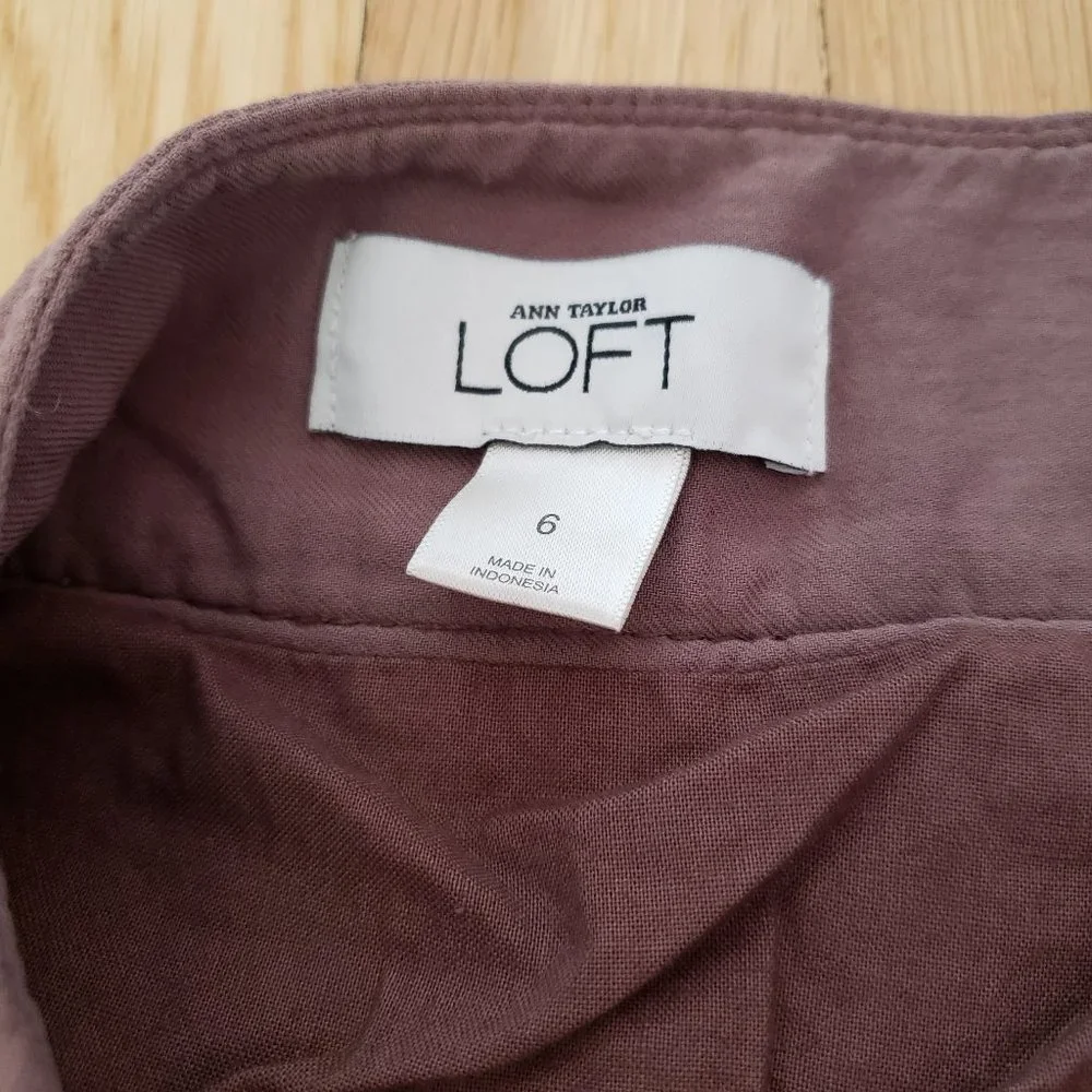 Ann Taylor Loft Muted Mauve Flared Skirt Size 6 Purple Side Zip Lined Cotton